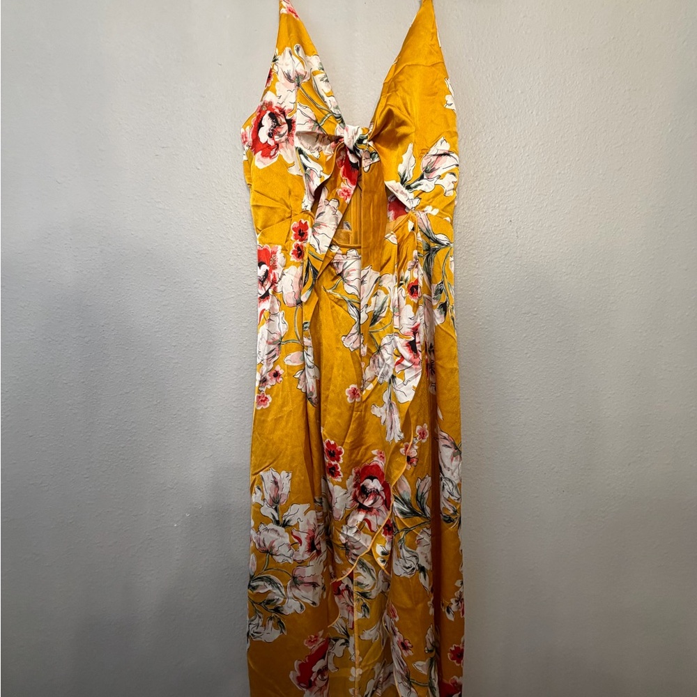 NWT Zaful Yellow Floral High Low Dress